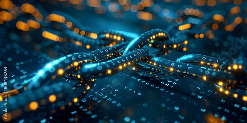 A chain of links on a digital background
