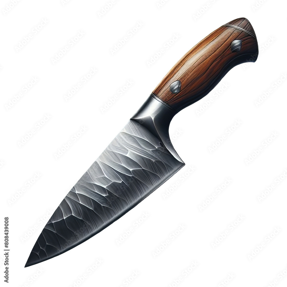 Obraz premium Steel kitchen knives isolated on transparent background