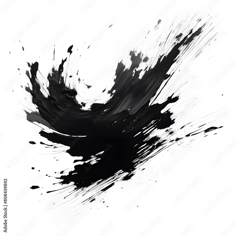 Abstract black in splash paint brush strokes. Generative AI. Abstract black in splash paint brush strokes. Generative AI.