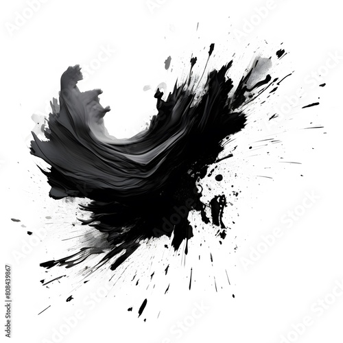 Abstract black in splash paint brush strokes. Generative AI.