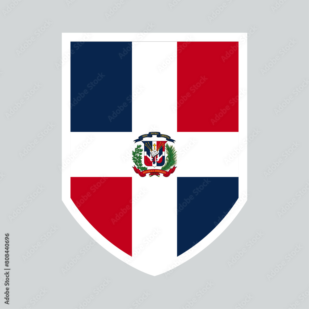 Fototapeta premium Dominican Republic Flag in Shield Shape Frame
