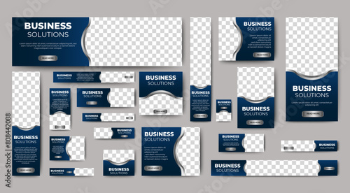 Set of promotion kit banner template design with modern and minimalist concept user for web page, ads, annual report, banner, background, backdrop, flyer, brochure, card, poster, presentation layout  © ahmad