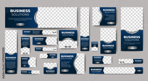 Set of promotion kit banner template design with modern and minimalist concept user for web page, ads, annual report, banner, background, backdrop, flyer, brochure, card, poster, presentation layout
