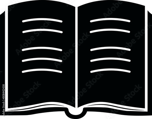 Illustration of a minimalist open book. Image symbolizing school, study, library, reading and education.