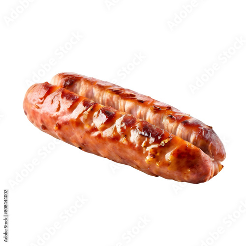 Bratwurst sausage isolated on transparent background generative ai, cut out, or clipping path.