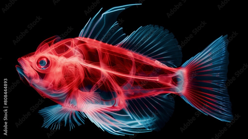 A luminous fish, glowing softly, appears as a transparent creature, Ai Generated A luminous fish, glowing softly, appears as a transparent creature, Ai Generated