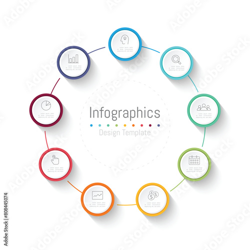 Infographic 9 options design elements for your business data. Vector Illustration.