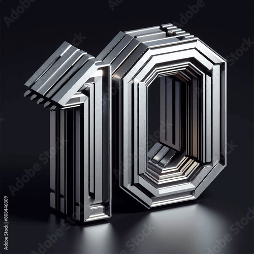 numero 10 em metal 3d