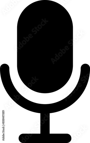 シンプルなマイクのシルエットアイコン、音声検索のサイン