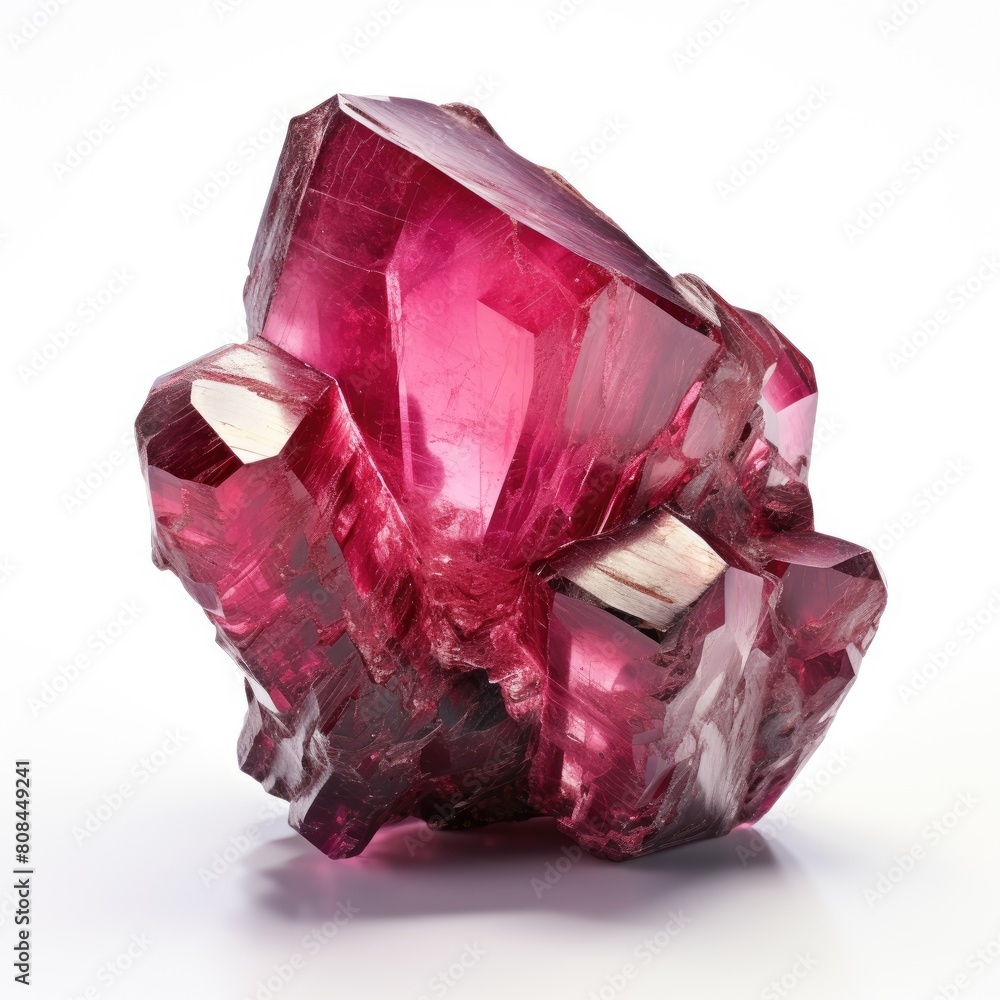 Fototapeta premium A shiny rubellite nugget with a smooth, glossy surface and a deep pink red hue, Ai Generated