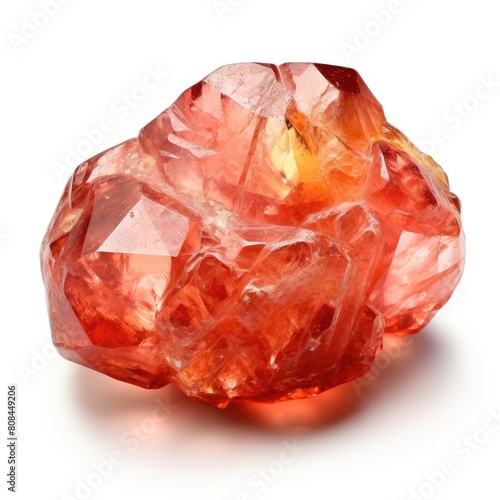 A shiny padparadscha nugget with a smooth, glossy surface and a soft pink orange hue, Ai Generated
