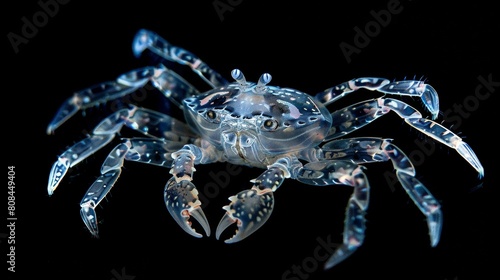 A luminous crab  glowing softly  appears as a transparent creature  Ai Generated