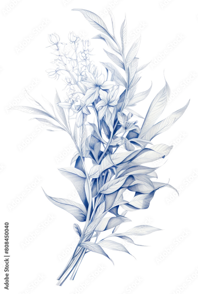 Fototapeta premium PNG Foliage drawing sketch pattern.