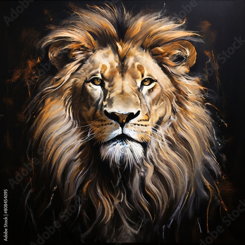 leo lion head fantasy lights dark horoscope. Generative Ai. © alan
