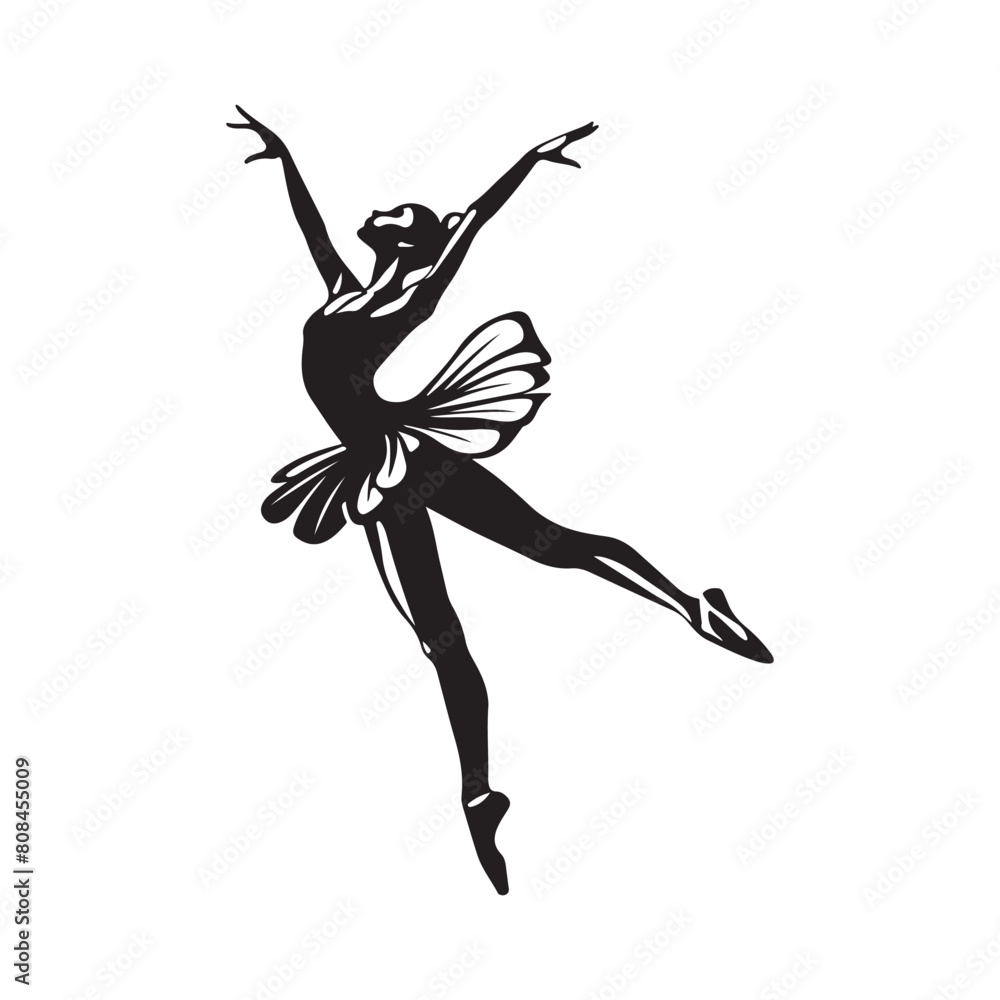 Ballet Dancer Silhouette Vector on White Background Ballet Dancer Silhouette Vector on White Background