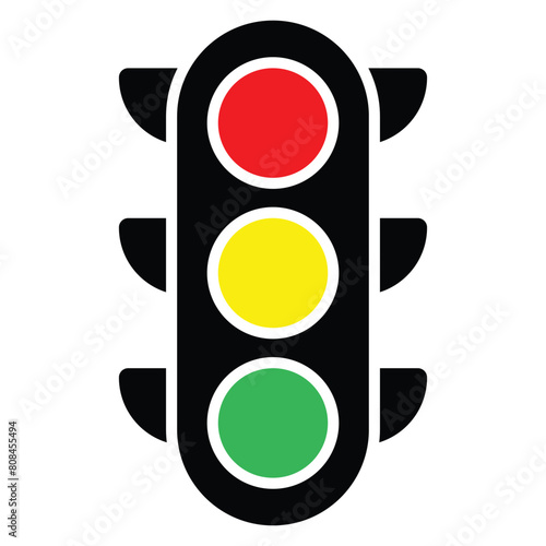 Traffic light signal vector icon. Traffic control light. Signal with red, yellow and green color flat icon for apps and websites.