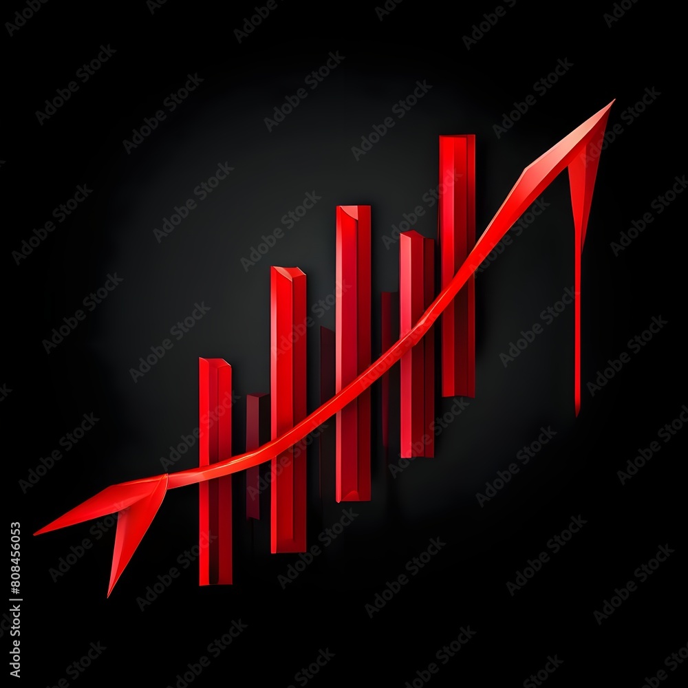 the business graph on a black background with graph lines are red color the business graph on a black background with graph lines are red color