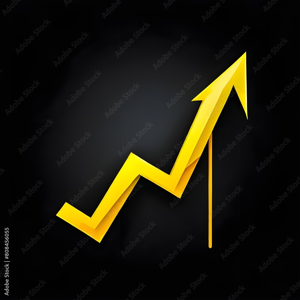 graph with an arrow on a black background graph line is yellow graph with an arrow on a black background graph line is yellow