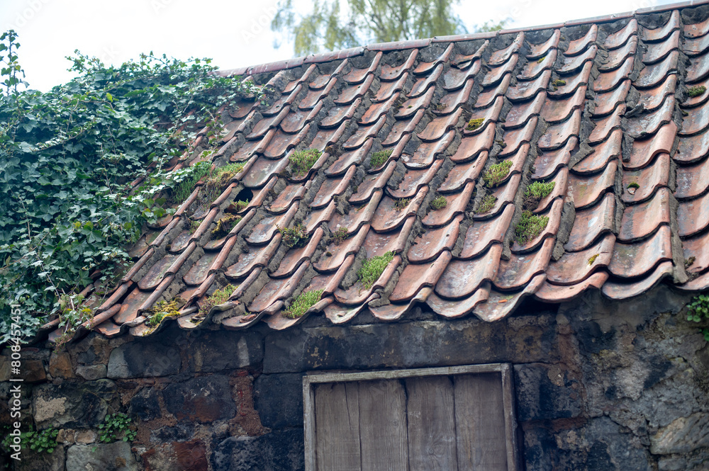 Tiled roof on a house in Curloss, Scotland, UK