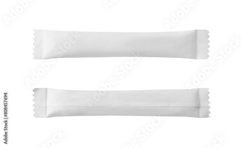 Fotografie White blank sachet packaging isolated on white background