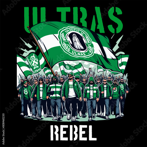 ULTRAS HOOLIGAN FOOTBALL FANS GREEN WHITE VECTOR HD