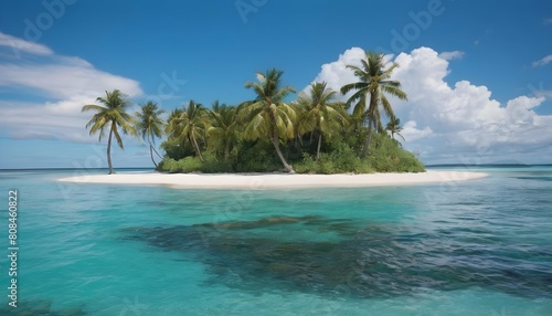 A tropical island paradise with palm trees swaying © Sana