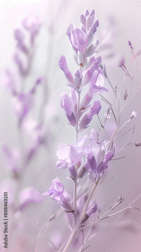 Delicate purple flowers in watercolor style on light background Delicate purple flowers in watercolor style on light background