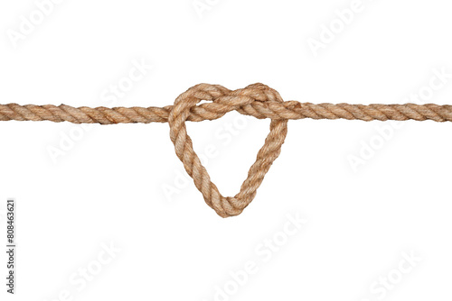 Heart shape knot of rope isolated transparent