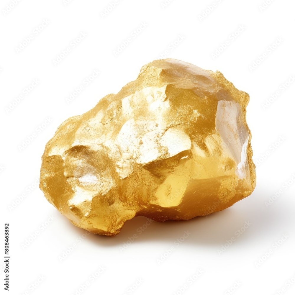 A shiny prase nugget with a smooth, glossy surface and a light green hue, isolated on a white background, Ai Generated