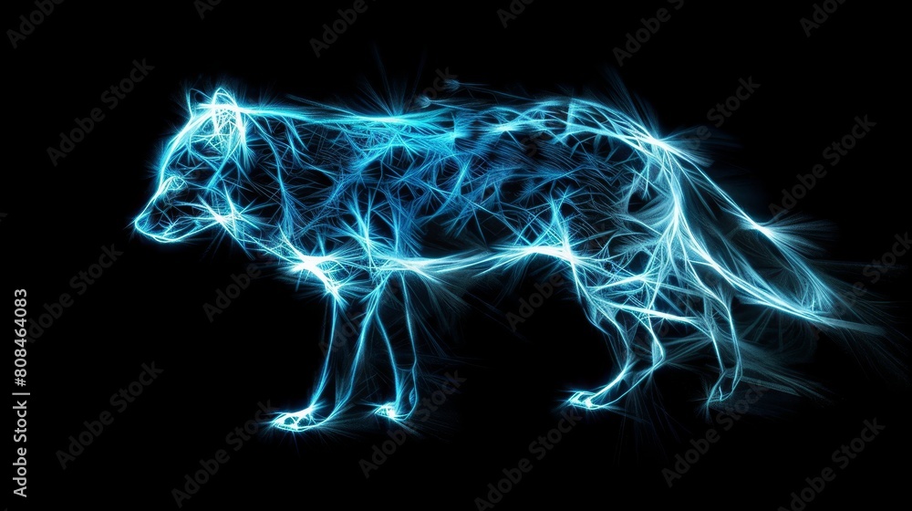 A luminous husky, glowing softly, appears as a transparent creature, Ai Generated A luminous husky, glowing softly, appears as a transparent creature, Ai Generated