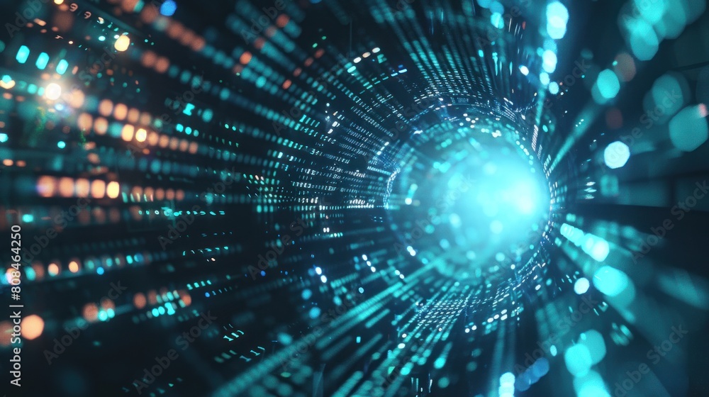 binary tunnel background , Technology concept. High Tech Background binary tunnel background , Technology concept. High Tech Background