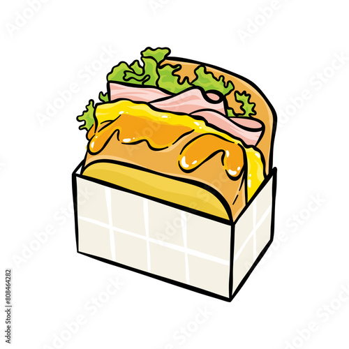 illustration of boxed bread with color © Ibnu