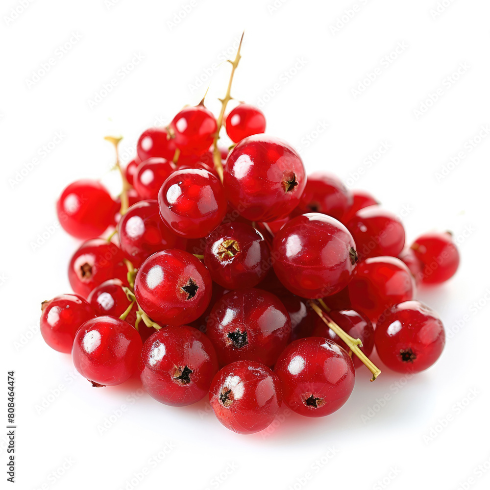 Fresh cranberries, red currants, white bg, Ai Generated