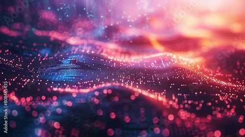 Abstract particles background with bokeh defocused lights and stars.