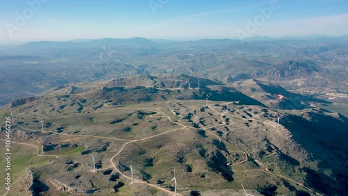 Aerial 4K video from drone to Sierra Gorda de Loja Mountain range. 
Loja, province of Granada, Andalusia,Spain
 photo