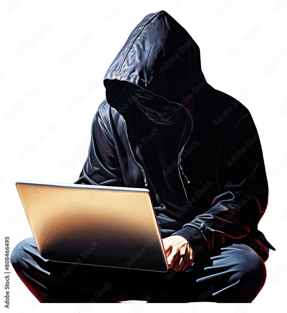 PNG Anonymous young man hacker in black hood wearing mask sitting playing laptop isolated on a white background computer adult electronics. PNG Anonymous young man hacker in black hood wearing mask sitting playing laptop isolated on a white background computer adult electronics.