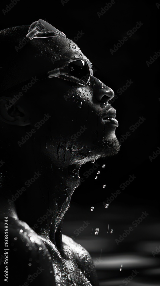 Black and White Portrait of Swimmer Black and White Portrait of Swimmer
