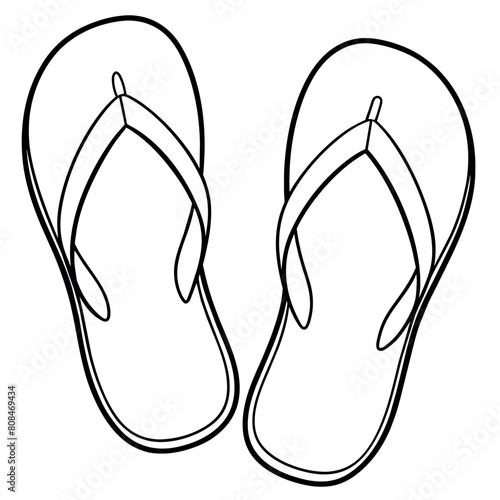 Flip flops outline coloring book page line art illustration digital drawing
