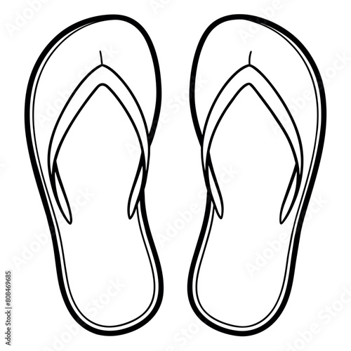 Flip flops outline coloring book page line art illustration digital drawing