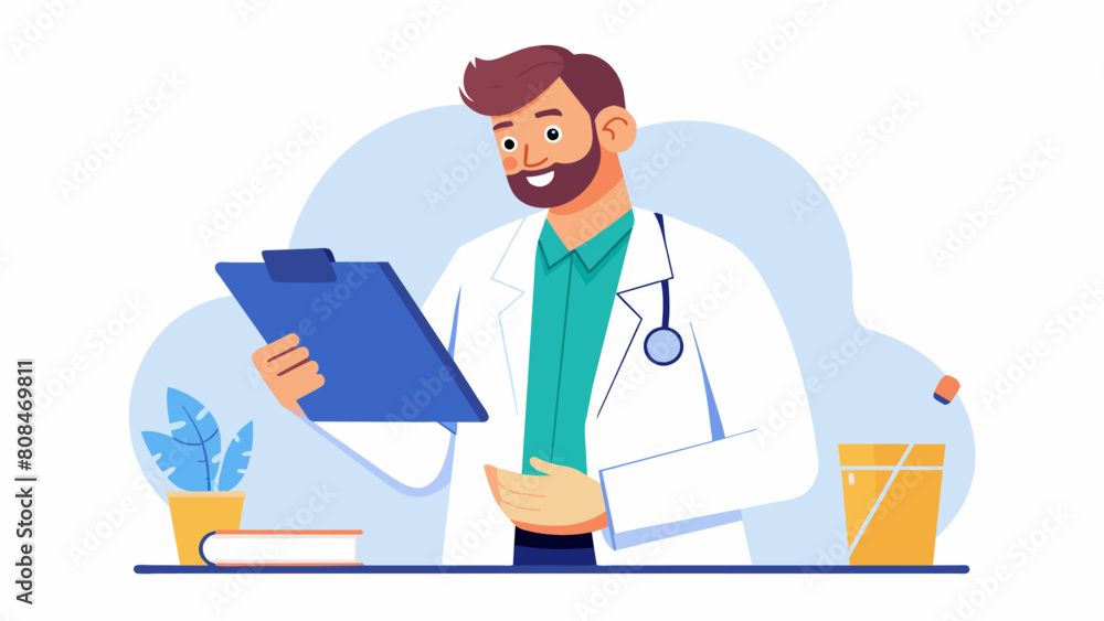 Scrutinizing Patient Data, White Background Focus Scrutinizing Patient Data, White Background Focus