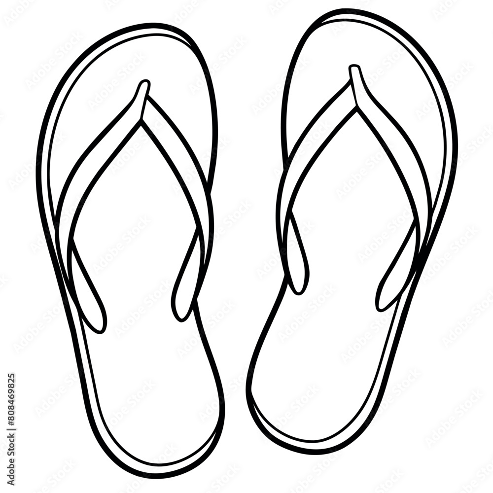 Flip flops outline coloring book page line art illustration digital drawing Flip flops outline coloring book page line art illustration digital drawing