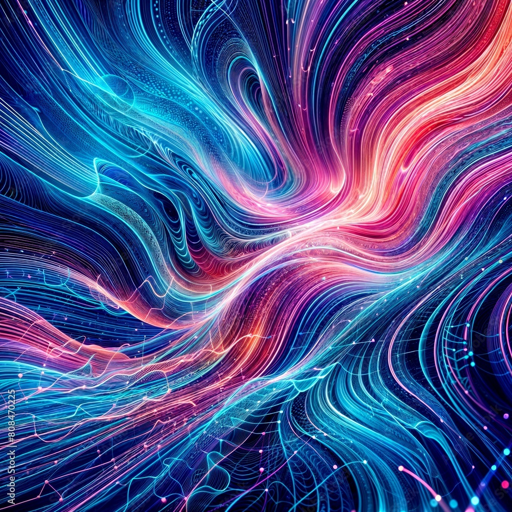 Abstract blue and pink wavy lines with a futuristic, dynamic pattern Abstract blue and pink wavy lines with a futuristic, dynamic pattern