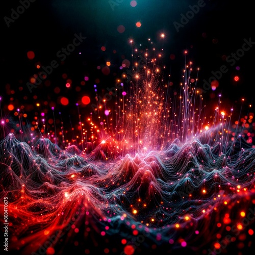 Magical Red and Pink Particles on a Dark Background
