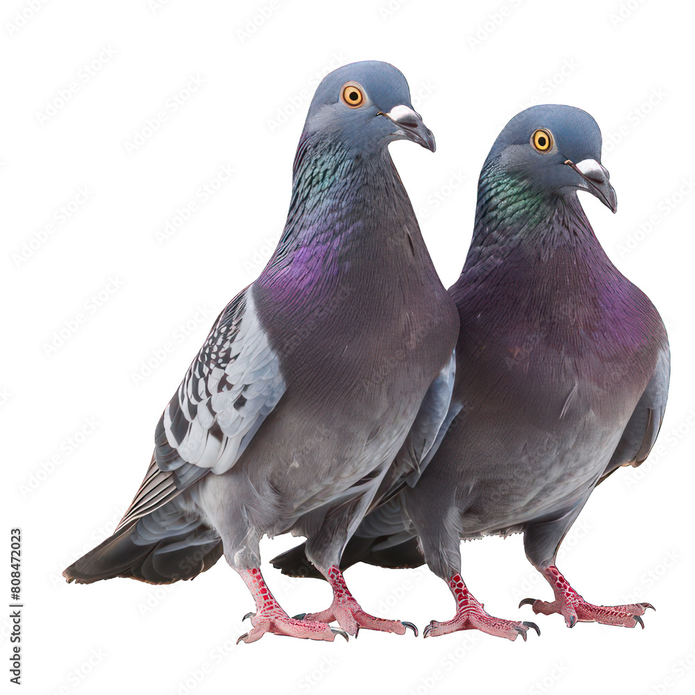 Fototapeta premium side view of pigeons transparent isolated on white png