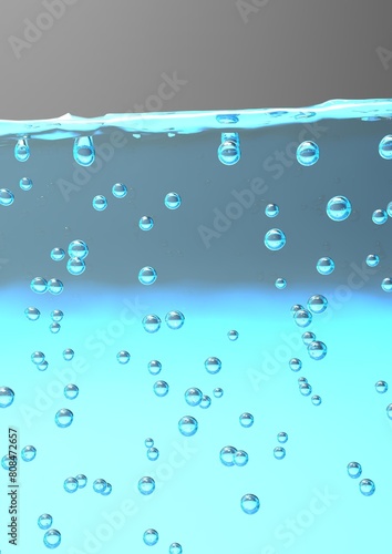 水面と気泡、炭酸水や清潔感や洗濯をイメージする水中の泡	A4サイズ