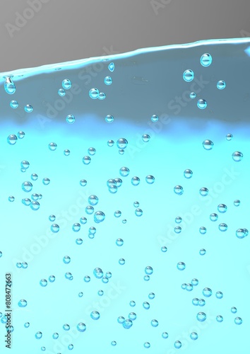 水面と気泡、炭酸水や清潔感や洗濯をイメージする水中の泡	A4サイズ