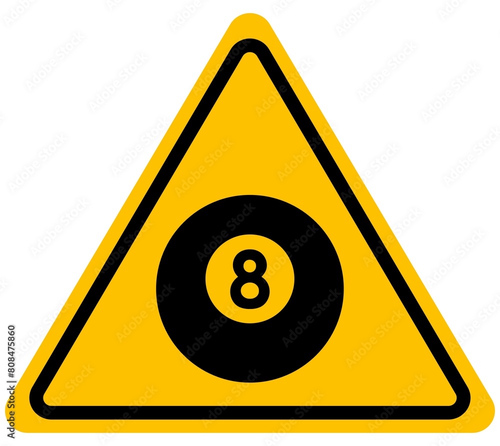 Pool table 8 ball pool warning sign background vector Pool table 8 ball pool warning sign background vector