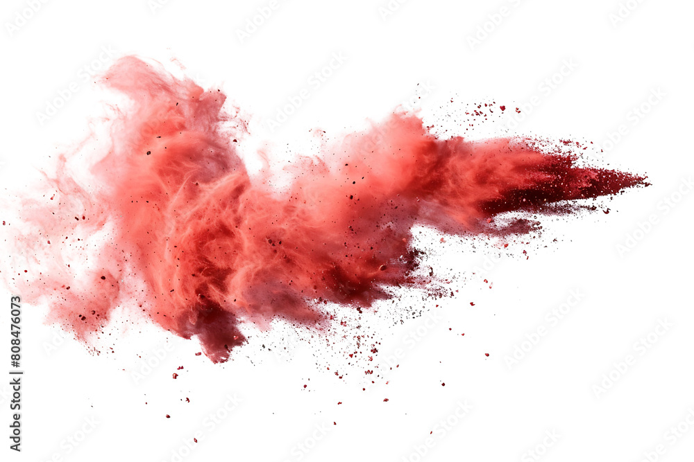Dynamic Red Chalk Explosion Effect Isolated on White Background Dynamic Red Chalk Explosion Effect Isolated on White Background