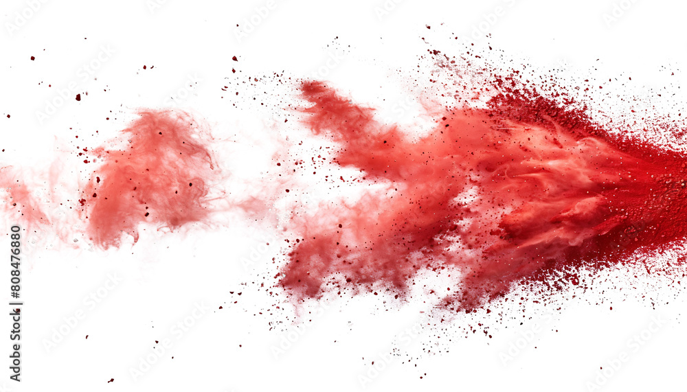 Dynamic Red Chalk Explosion Effect Isolated on White Background Dynamic Red Chalk Explosion Effect Isolated on White Background