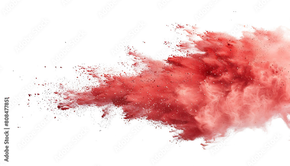 Dynamic Red Chalk Explosion Effect Isolated on White Background